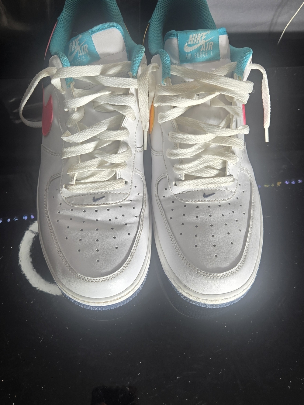 NIKE AIR FORCE 1 07 WHITE/RACER PINK-THUNDER BLUE size 12** - Picture 3 of 8